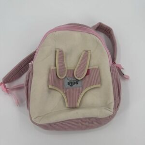 Naturally Kids Girls Pink Corduroy Bunny Rabbit Backpack Toddler Preschool Bag